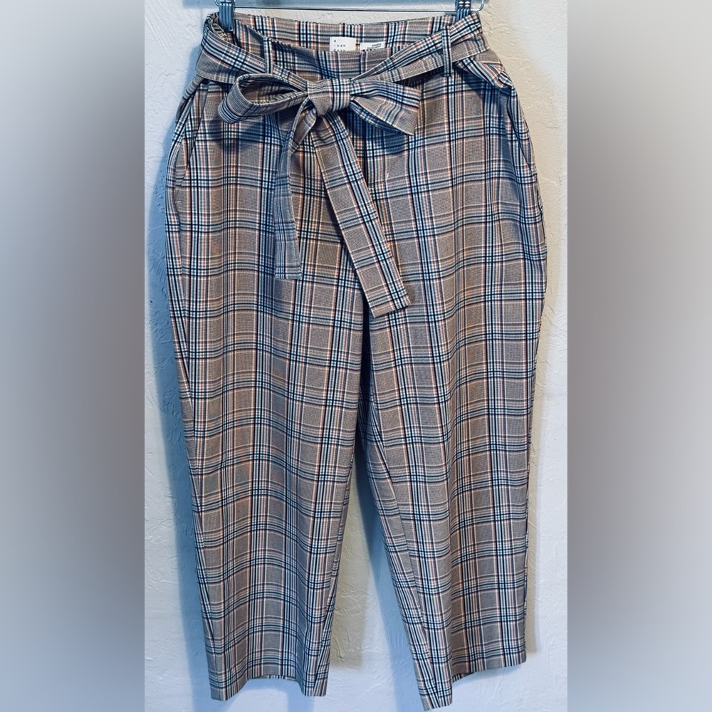 a new day Plaid Ankle Pants / Trousers with Tie Belt. Size 12